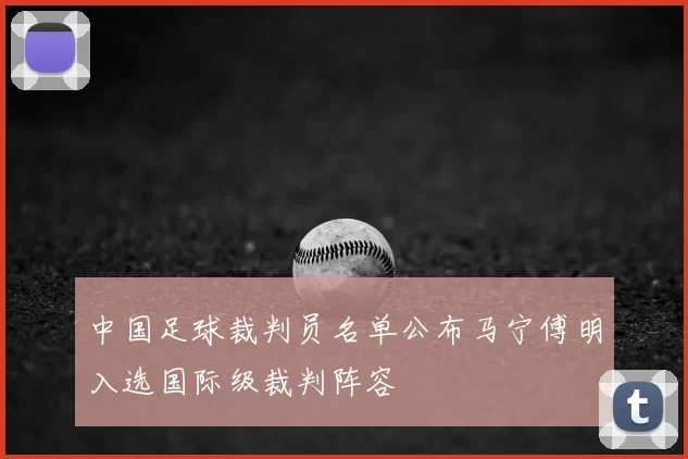 中国足球裁判员名单公布马宁傅明入选国际级裁判阵容